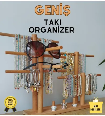 Takı Organizer Ahşap Takı Askısı GENİŞ Takı Standı. Kolye Askısı Takı Düzenleyici