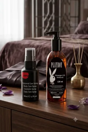 Playboy Vücut Masaj Yağı 120 ml ve Kişisel Bakım Spreyi 50 ml Seti Günlük Kozmetik Bakım