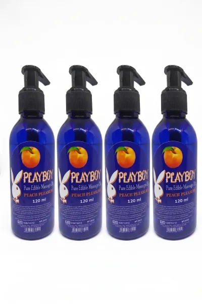 Playboy Şeftali Aromalı Vücut Masaj Yağı 120 ml 4'lü Set