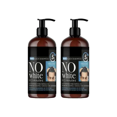 No White Man Black Shampoo Erkek Siyah Saç Bakım Şampuanı 500 ml x2