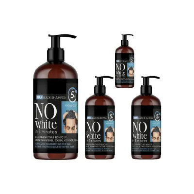 No White Man Black Shampoo Erkeklere Özel Siyah Şampuan 500 ml x4