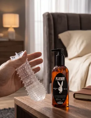 Playboy Kayganlaştırıcı Jel 120 ml ve Şeffaf Tırtıklı Prezervatif Penis Kılıfı Seti Kişisel Bakım Ürünü