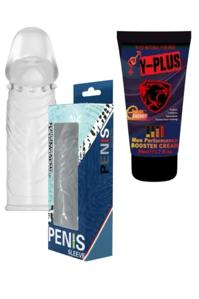 Y-Plus Erkek Masaj Kremi 50 ml ve Şeffaf Penis Kılıfı Seti