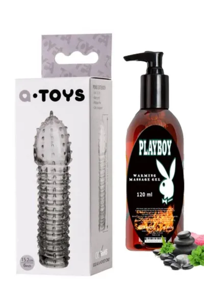 A-Toys Şeffaf Tırtıklı Penis Kılıfı ve Playboy Warming Masaj Jeli 120 ml Set