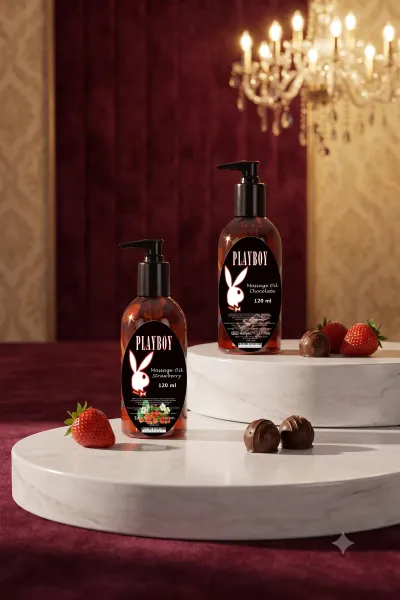 Playboy Çikolata ve Çilek Aromalı Masaj Yağı Seti 2'li 120 ml