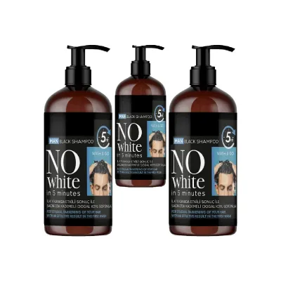 No White Man Black Shampoo Erkek Siyah Saç Bakım Şampuanı 500 ml x3