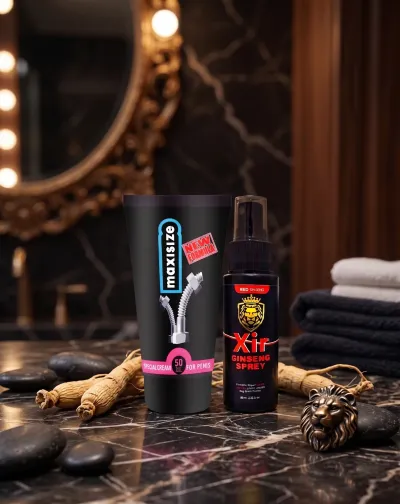 Maxisize Erkek Masaj Kremi ve Ginseng Özlü Sprey Bakım Seti 50 ml + 60 ml