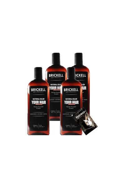 Brickell Erkek Saç Bakım Şampuanı 237 ml 4 Adet + Playboy Jel Hediye