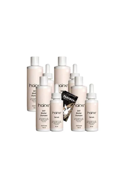 HairXR DHT Blocker Şampuan 4x150 ml + 30 ml Saç Bakım Serumu Seti