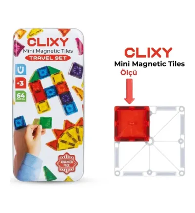 CLIXY - 64 PARÇA ADVANCE PACK MİNİ MANYETİK BLOKLAR TRAVEL SET