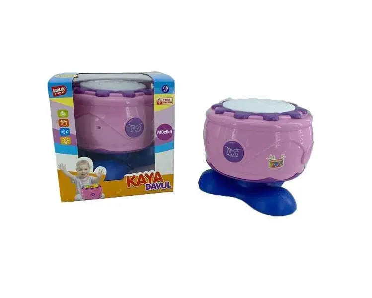 PİLLİ IŞIKLI SESLİ KAYA DAVUL- PEMBE