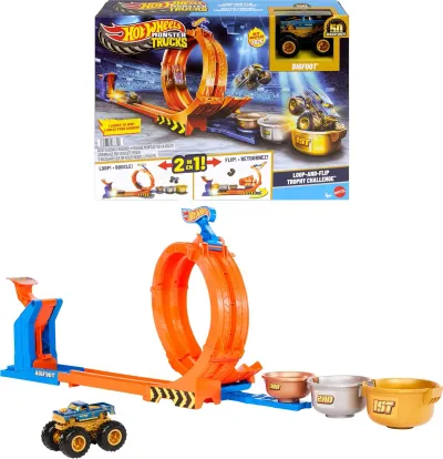HOT WHEELS MONSTER TRUCKS DÖNGÜ VE TAKLA BİGFOOT OYUN PARKURU