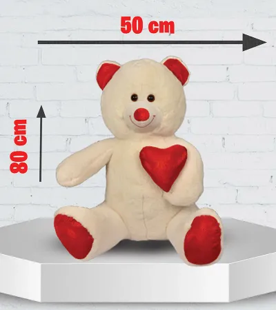 PELUŞ KALPLİ AYICIK PARLAK SERİ 80 CM
