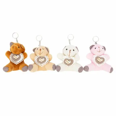 AYICIK ANAHTARLIK KIRMIZI KALPLİ TAŞLI PELUŞ