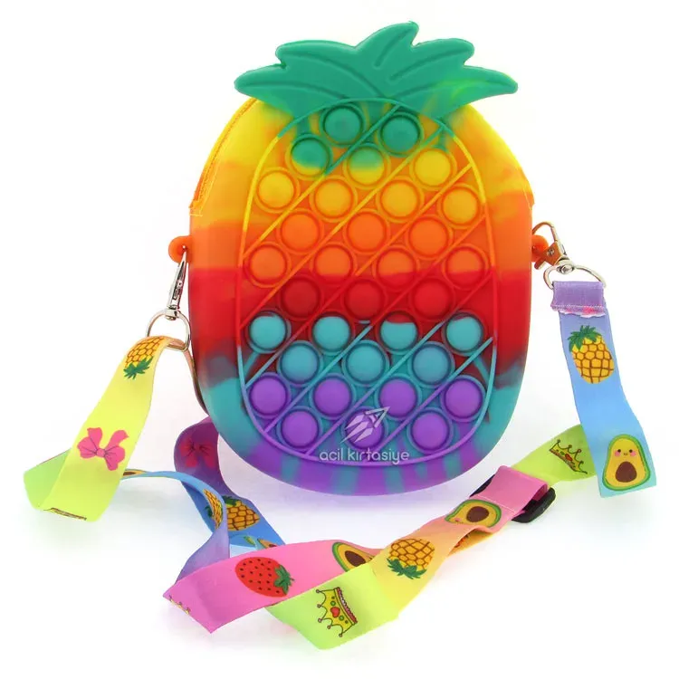 GÖKKUŞAĞI ANANAS ŞEKİLLİ POPİT ÇANTA