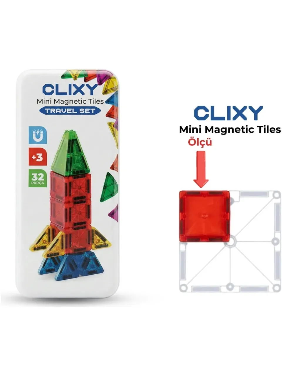 CLIXY - 32 PARÇA MİNİ MANYETİK BLOKLAR TRAVEL SET