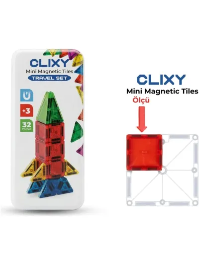 CLIXY - 32 PARÇA MİNİ MANYETİK BLOKLAR TRAVEL SET