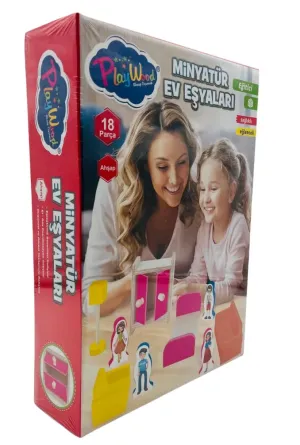 KUTUDA AHŞAP MİNYATÜR EV EŞYALARI SETİ