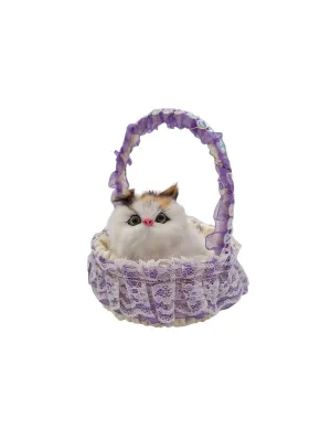 HM-6 IŞIKLI SEPETTE KEDİ 13*10 CM