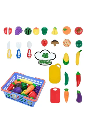 42 PCS SEPETLİ KESİLEBİLEN MEYVE VE SEBZE