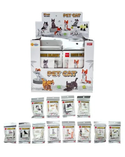 BLOK KEDİ YAPI SETİ 12 ASST.