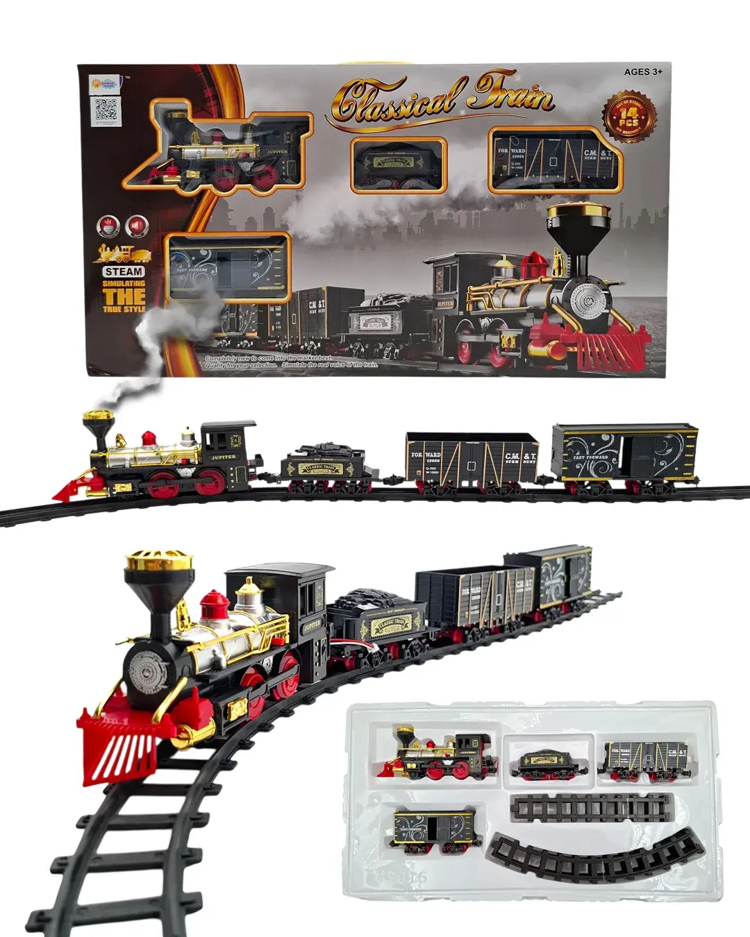 IŞIKLI SESLİ DUMAN ÇIKARAN 14 PCS TREN