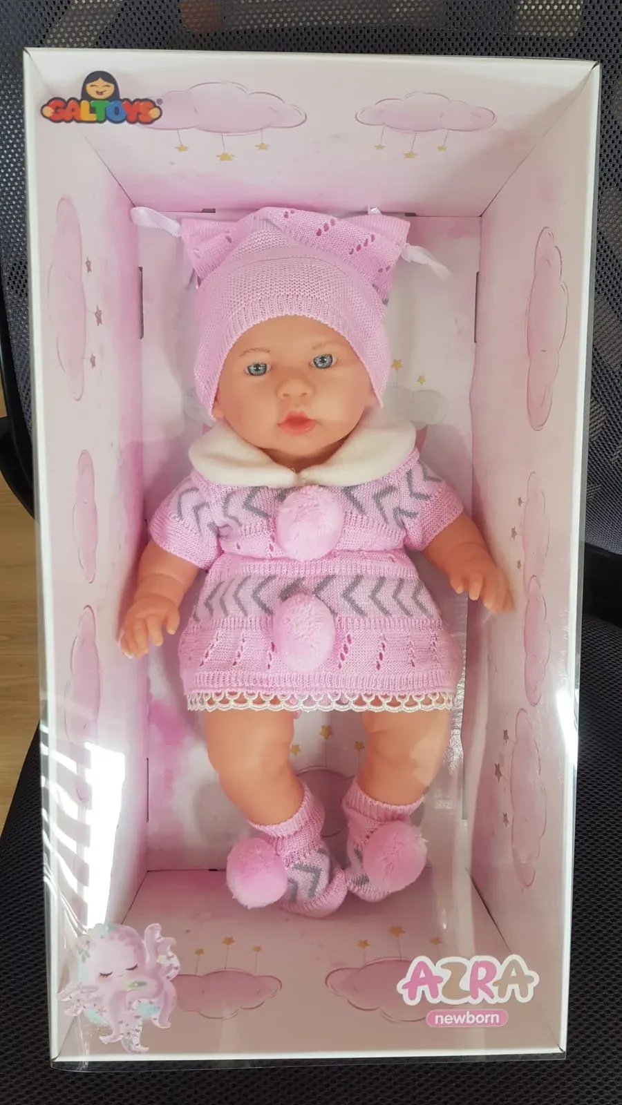 AZRA NEWBORN PEMBE GRİ TRİKO ELBİSELİ