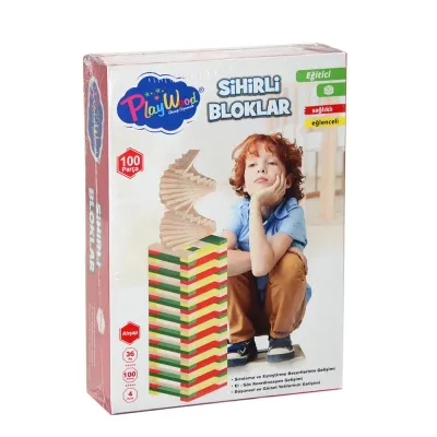 KUTUDA AHŞAP 100 PARÇA SİHİRLİ BLOKLAR