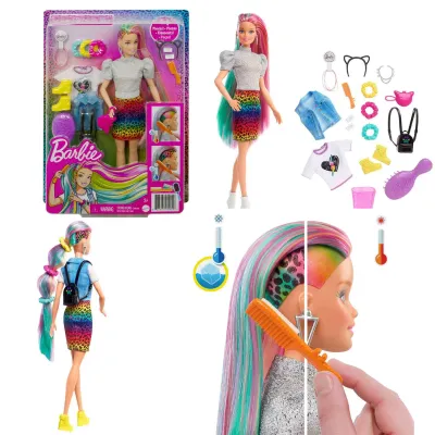 Barbie Leopar Desenli Saçlar Bebeği