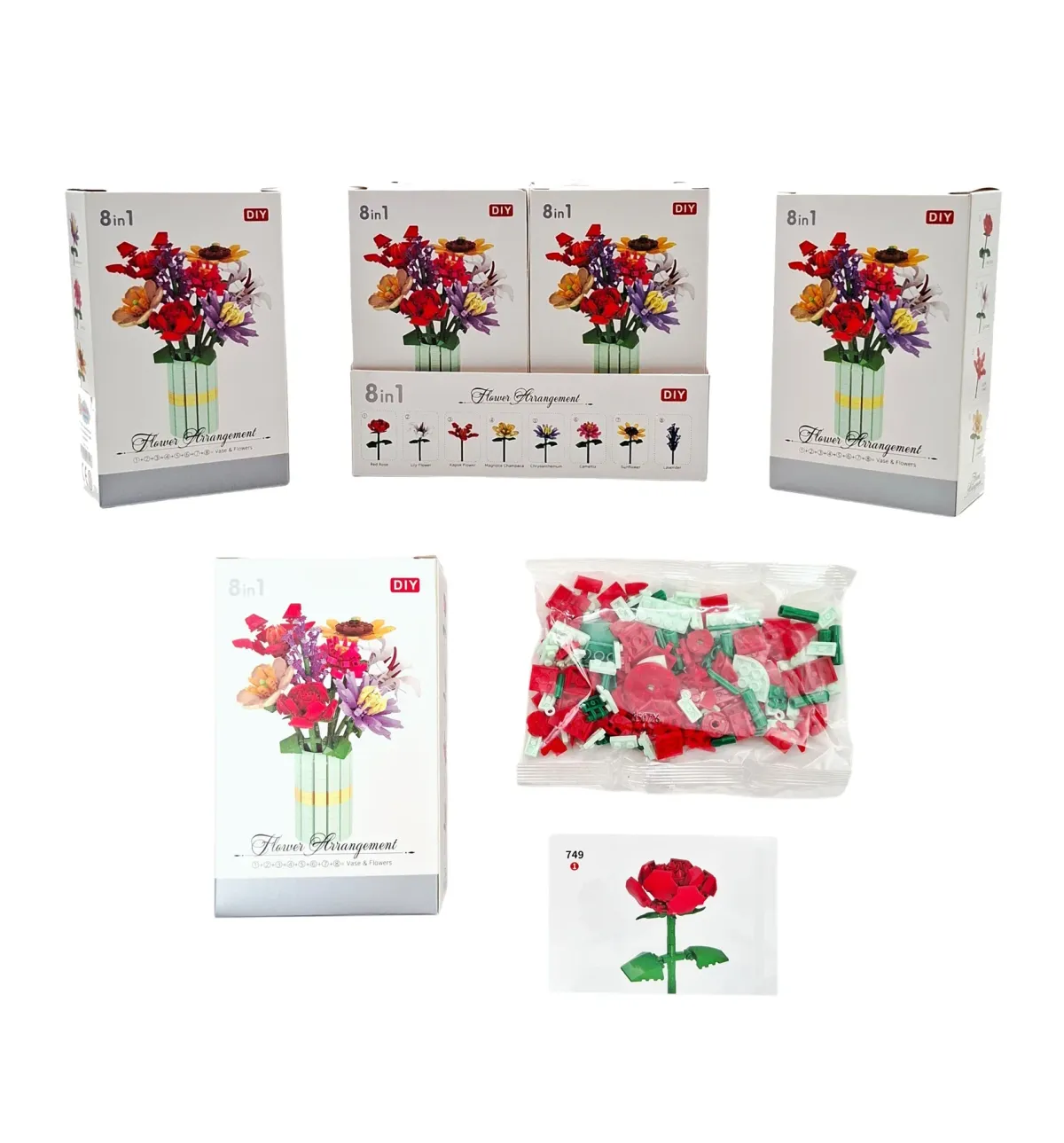 KUTUDA 8 Lİ PAKETTE ÇİÇEK LEGO