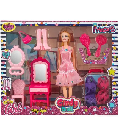 02454 CINDY DOLL BAVULLU MAKYAJ MASALI BEBEK*12*