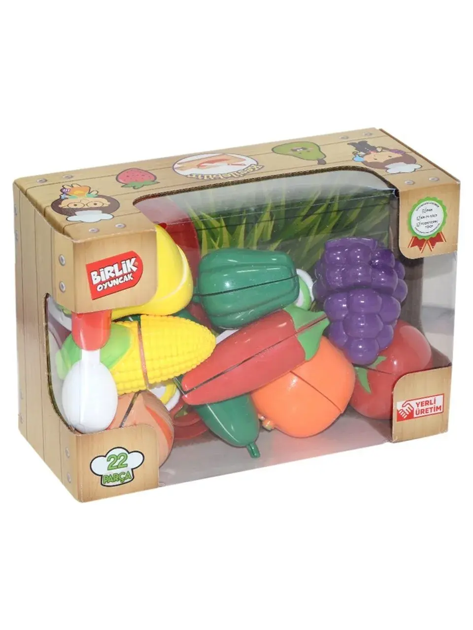 22 PCS ÇİLEKLİ KESİLEBİLEN MEYVE SEBZE
