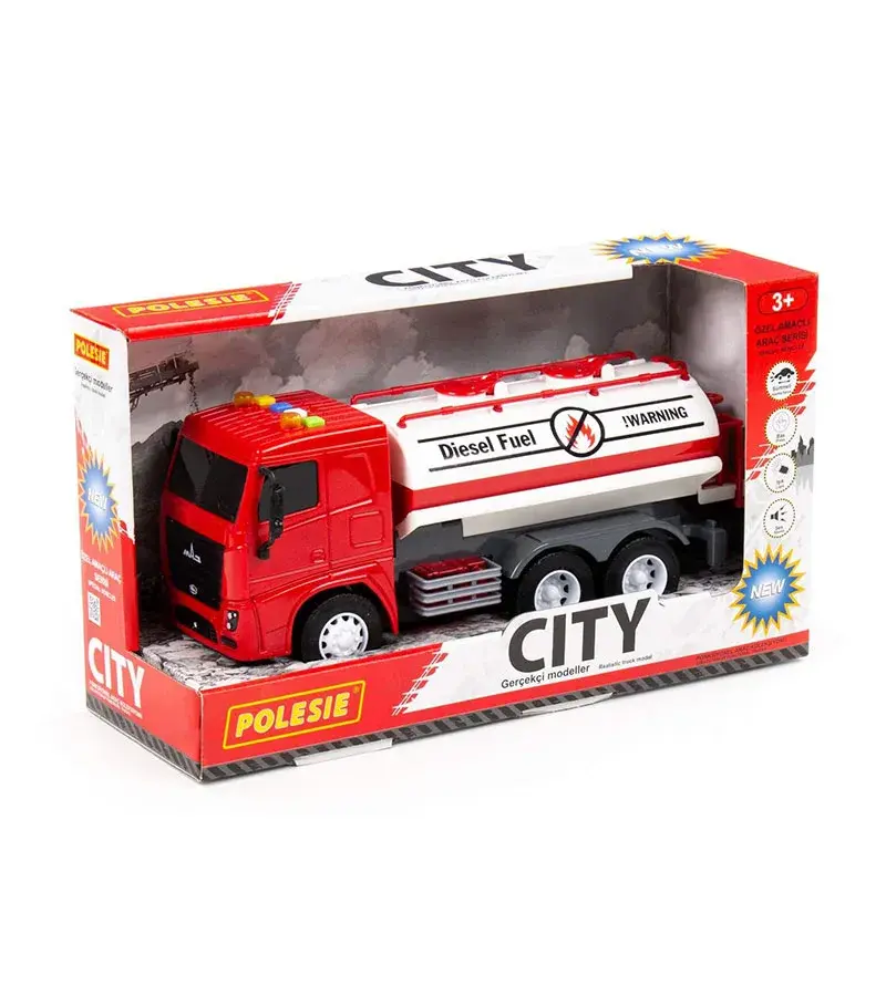 City-2 Sürtmeli V2 Tanker (ışıklı ve sesli) (kırmızı kabin) (kutuda)