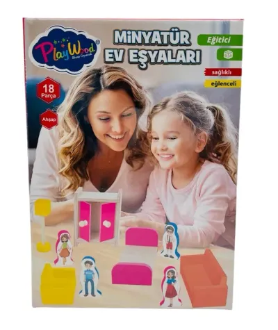 KUTUDA AHŞAP MİNYATÜR EV EŞYALARI SETİ