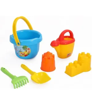 Set No:637: büyük kova, kürek No:5 , tırmık No:5, kalıplar (kale köprüsü + kale