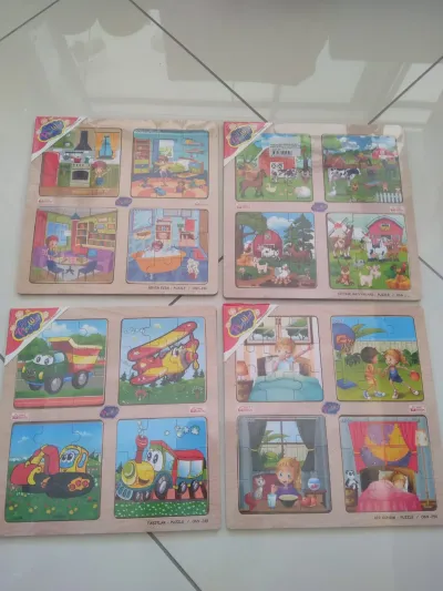 AHŞAP EĞİTİCİ 4 LÜ PUZZLE TAŞITLAR/BENİM EVİM/BİR GÜNÜM/ÇİFTLİK HAYVANLARI