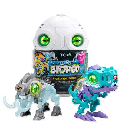Biopod Cyberpunk İkili Dinozor Robot 8li Display Asorti