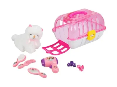 SUN-RST-OYUN SET MY PET PELUŞ KEDİ KUAFÖR ÇANTALI PMB