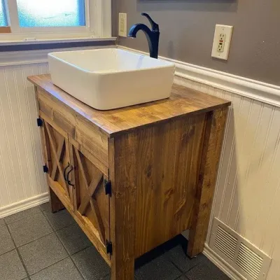 BlackSpruce Ahşap Dolaplı Banyo Tezgahı
