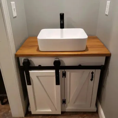 Rowan Ahşap Banyo Sürgülü Dolap ve Tezgahı