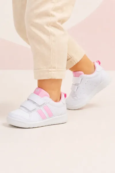 Unisex Bebek Ortopedik İlk Adım Sneaker (Dar Kalıp – 1 Numara Büyük Tercih Ediniz) — Beyaz Pembe