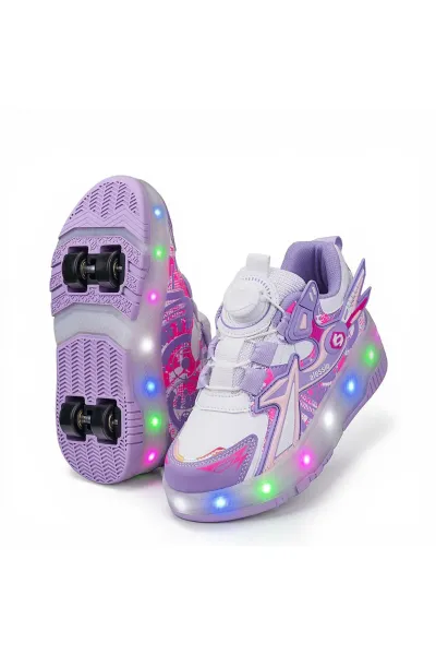 Patenli Işıklı 4 Tekerlekli LED Spor Ayakkabı Sneaker