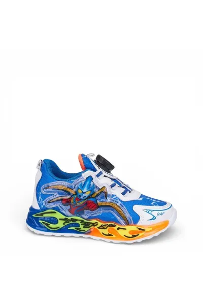 Erkek Çocuk Akıllı Bağcıklı Ateş Desenli Spor Sneaker Ayakkabı