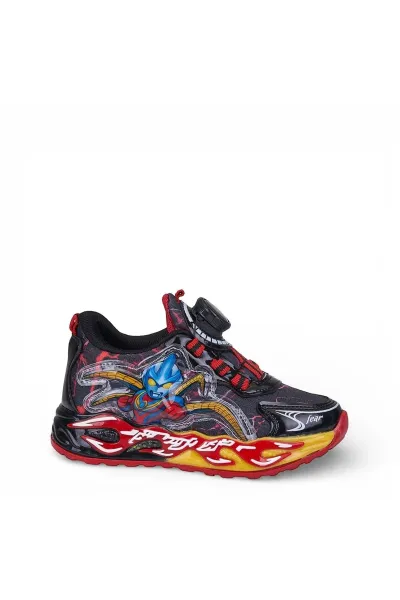 Erkek Çocuk Akıllı Bağcıklı Ateş Desenli Spor Sneaker Ayakkabı