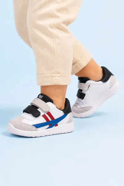 Bebek Hafif Rahat Yumuşak Esnek Ortopedik Çift Cırtlı İlk Adım Sneaker Spor Ayakkabı