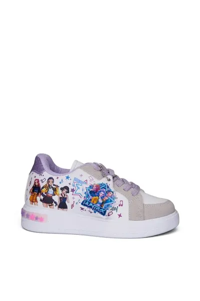 Pop Star Kız Çocuk Aksesuarlı Günlük Sneaker Ayakkabı — Beyaz Lila