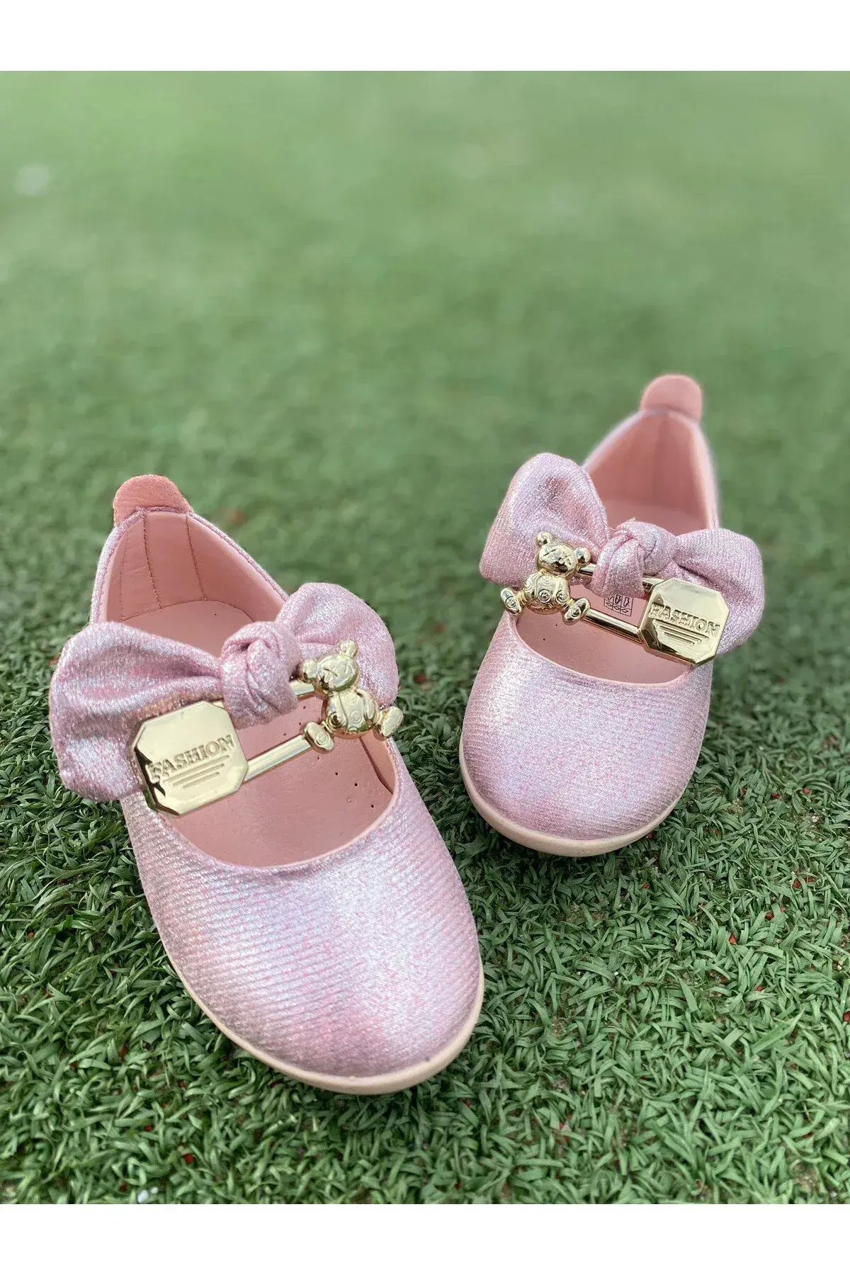 İğne Fiyonk Detaylı Kız Çocuk Babet, Ortopedik Taban — Pembe 2