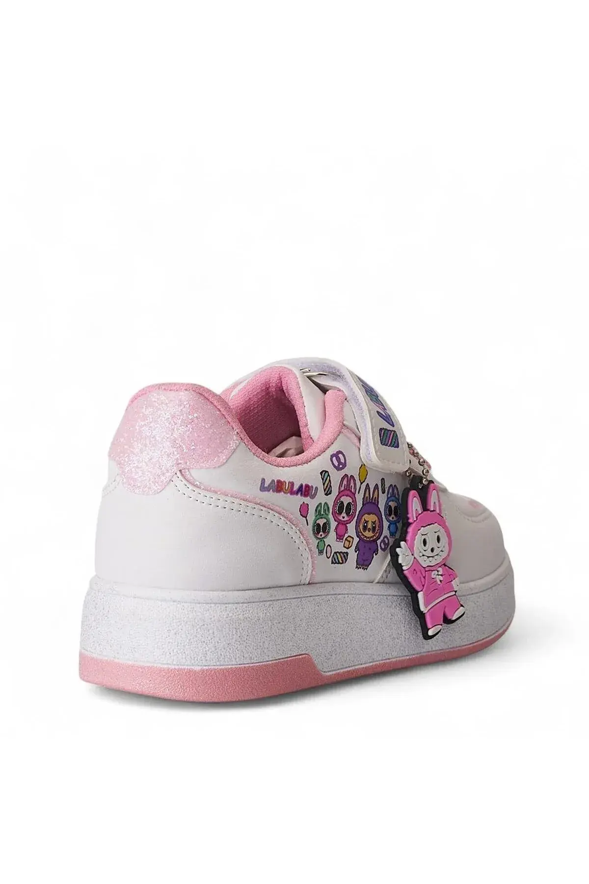 Figürlü Baskılı Kız Çocuk Spor Ayakkabısı Sneaker (Dar Kalıp — 1 Numara Büyük Alınız) — Beyaz-Pembe 2