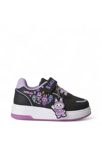 Labu Labu Baskılı Kız Çocuk Spor Ayakkabısı Sneaker (1 NUMARA BÜYÜK ALINIZ)(DAR KALIP) — Mor