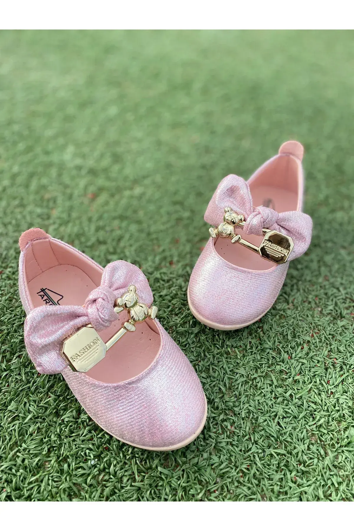 İğne Fiyonk Detaylı Kız Çocuk Babet, Ortopedik Taban — Pembe 3